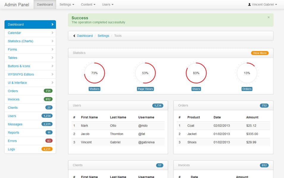 Bootstrap Admin Theme