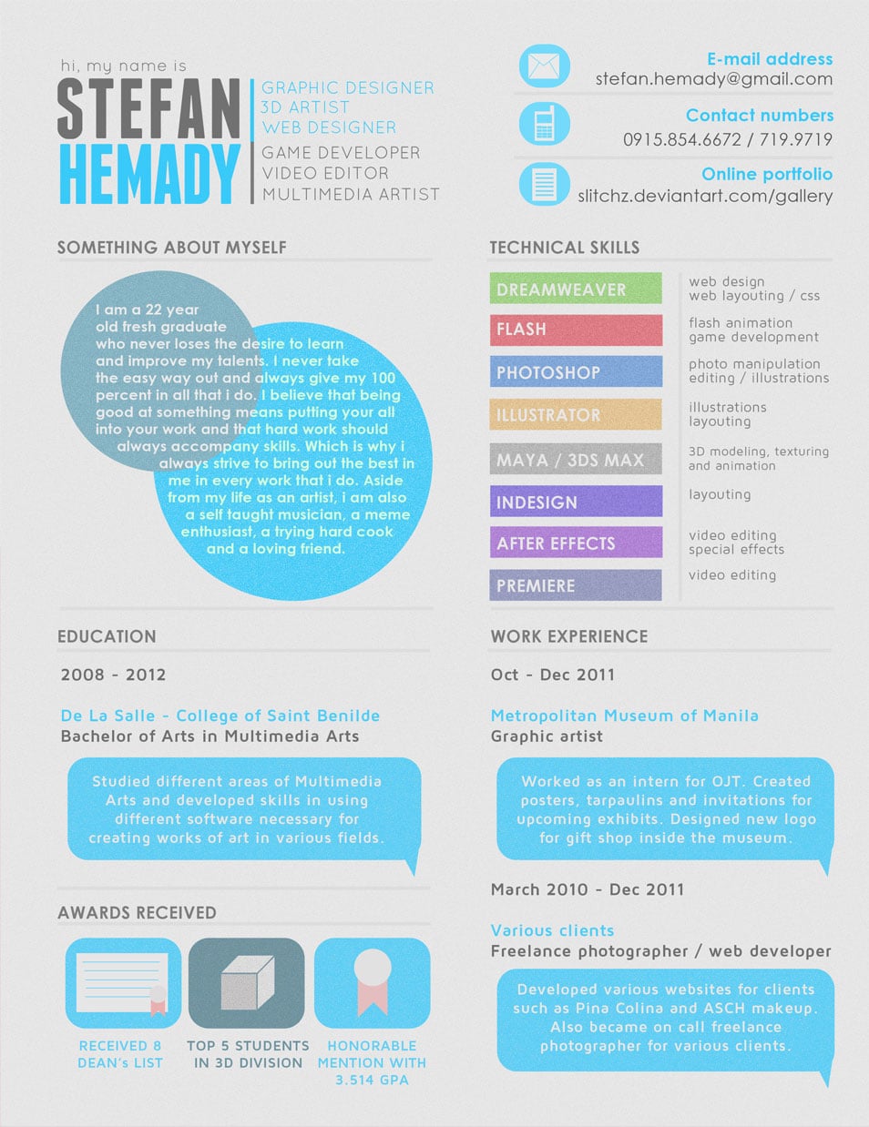 Creative resume for animators