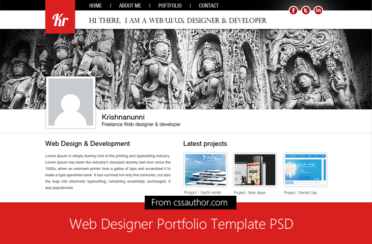 Web Designer Portfolio Template Psd For Free Download Freebie No 42css Author Free Web Developer Portfolio Template
