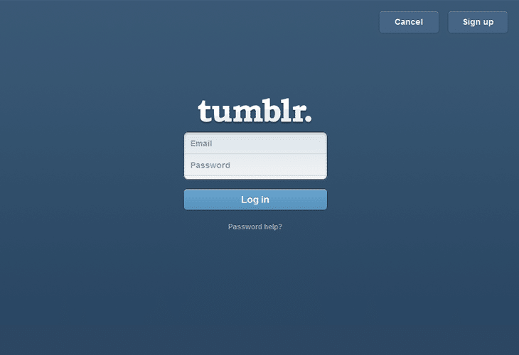 Login page