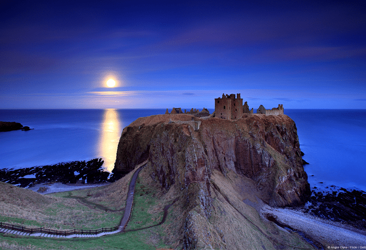 Full Moon Rising Dunnottar Castle