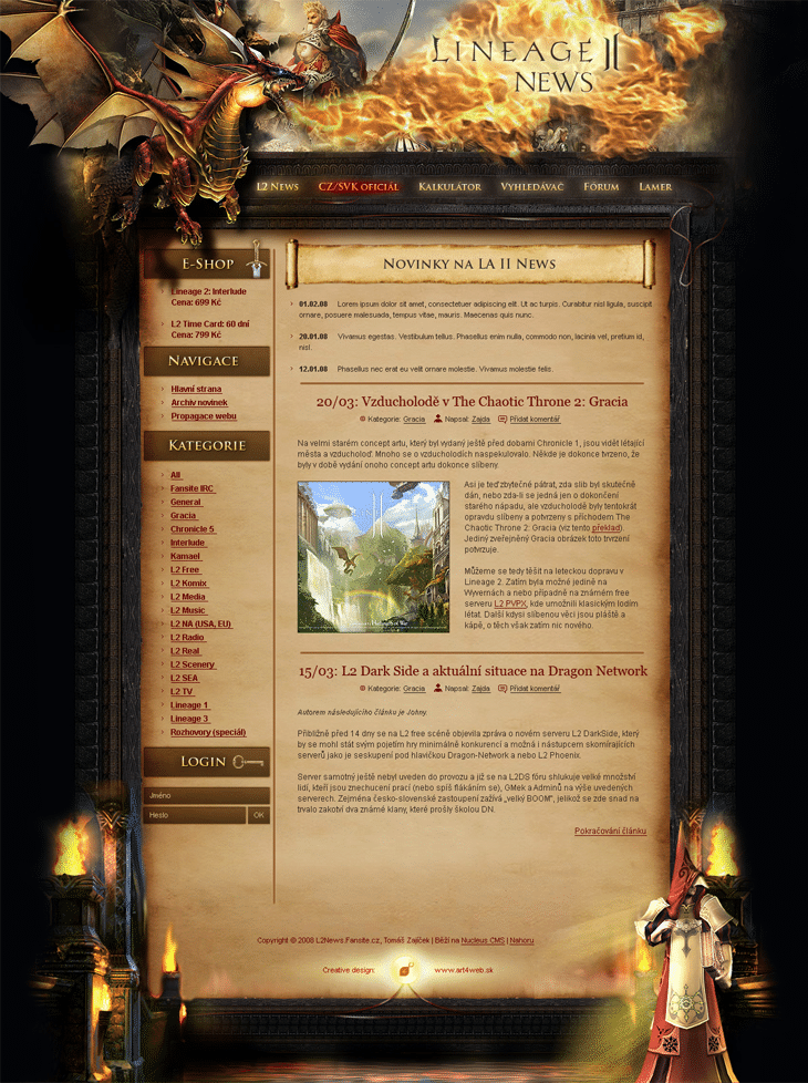 Lineage II website design