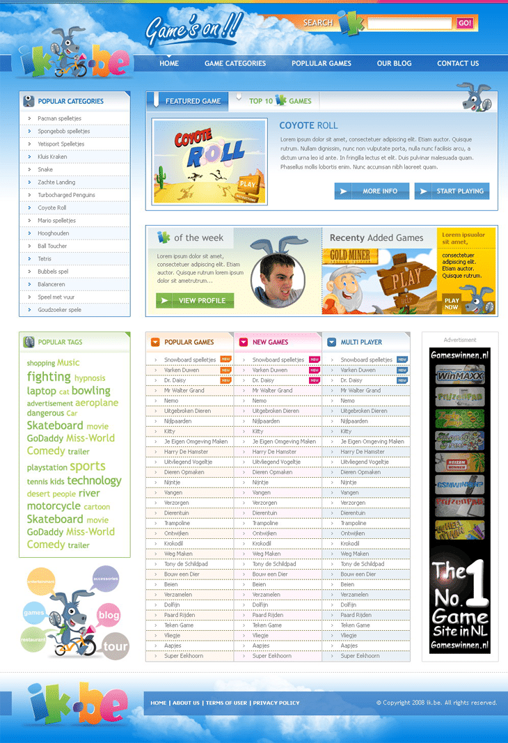 Online Gaming website