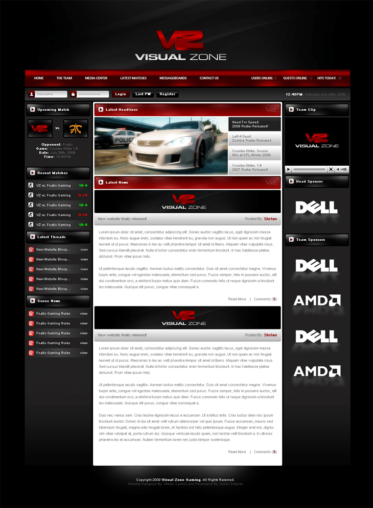 Visual Zone Gaming Website