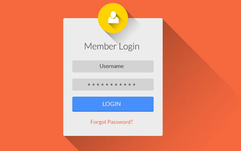 Flat Long Shadow Login UI PSD