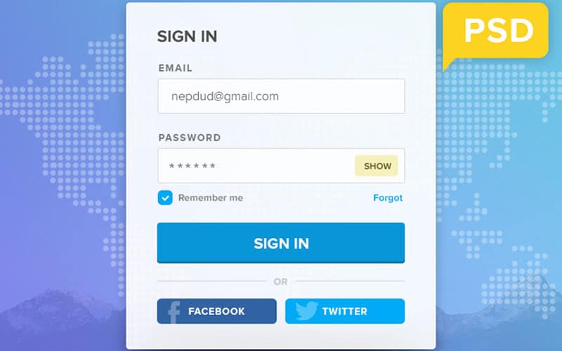 Free Login Form PSD