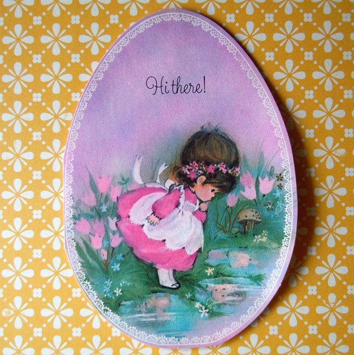 Purple Easter Egg Vintage Greeting Card