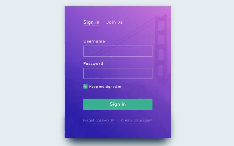 Sign In Form PSD