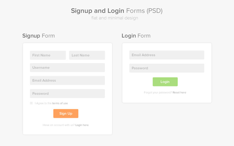 Signup and Login Page PSD