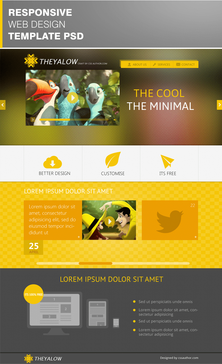 THEYALOW - A Responsive Web Design Template PSD for Free ...