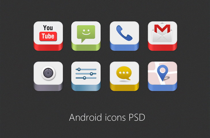 Android Icons PSD for Free Download – Freebie No: 86