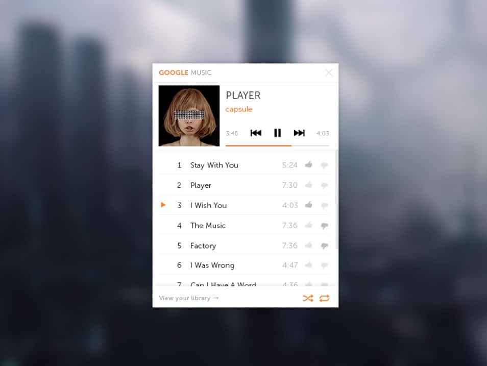 Google Music Mini Player PSD