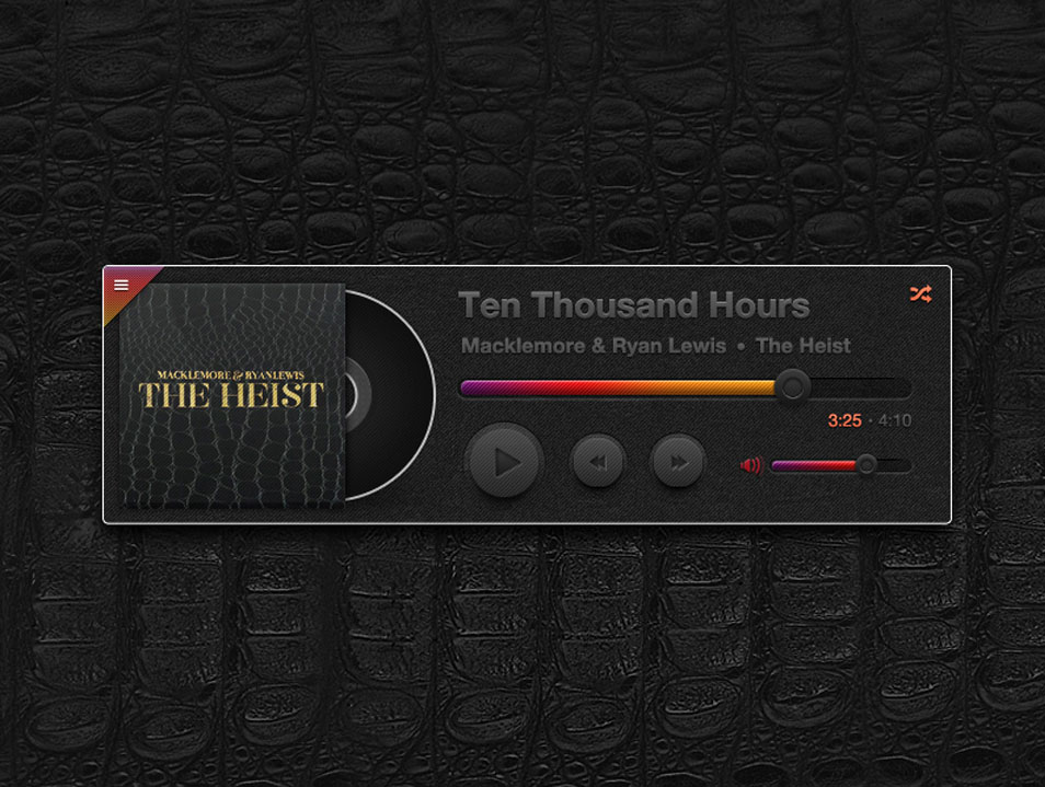 Music Player Widget PSD