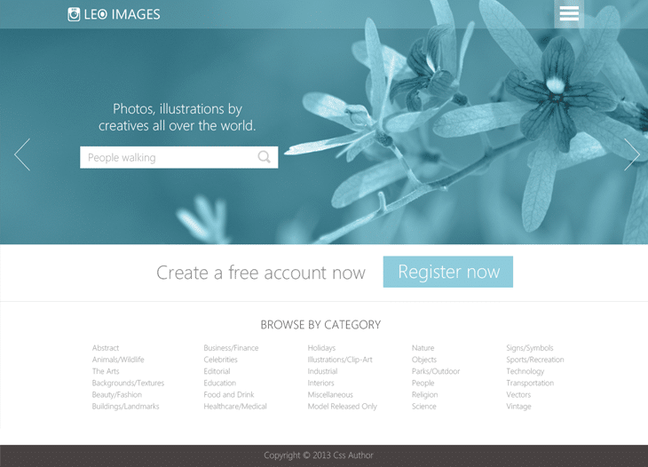 Stock Photos Website Template PSD for Free Download Freebie No 89