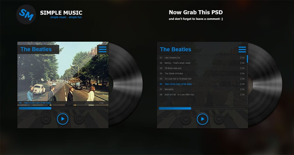 Vinyl Music Player Free PSD
