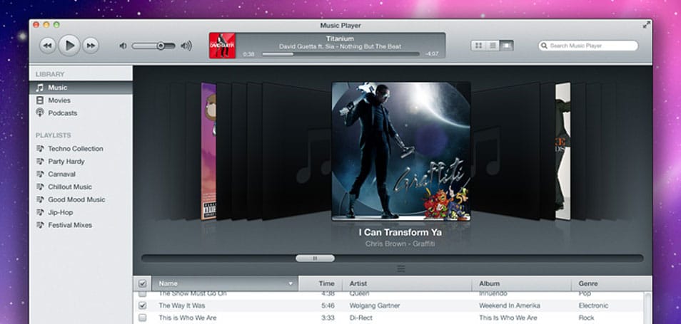 iTunes Inspired Music Player (PSD)