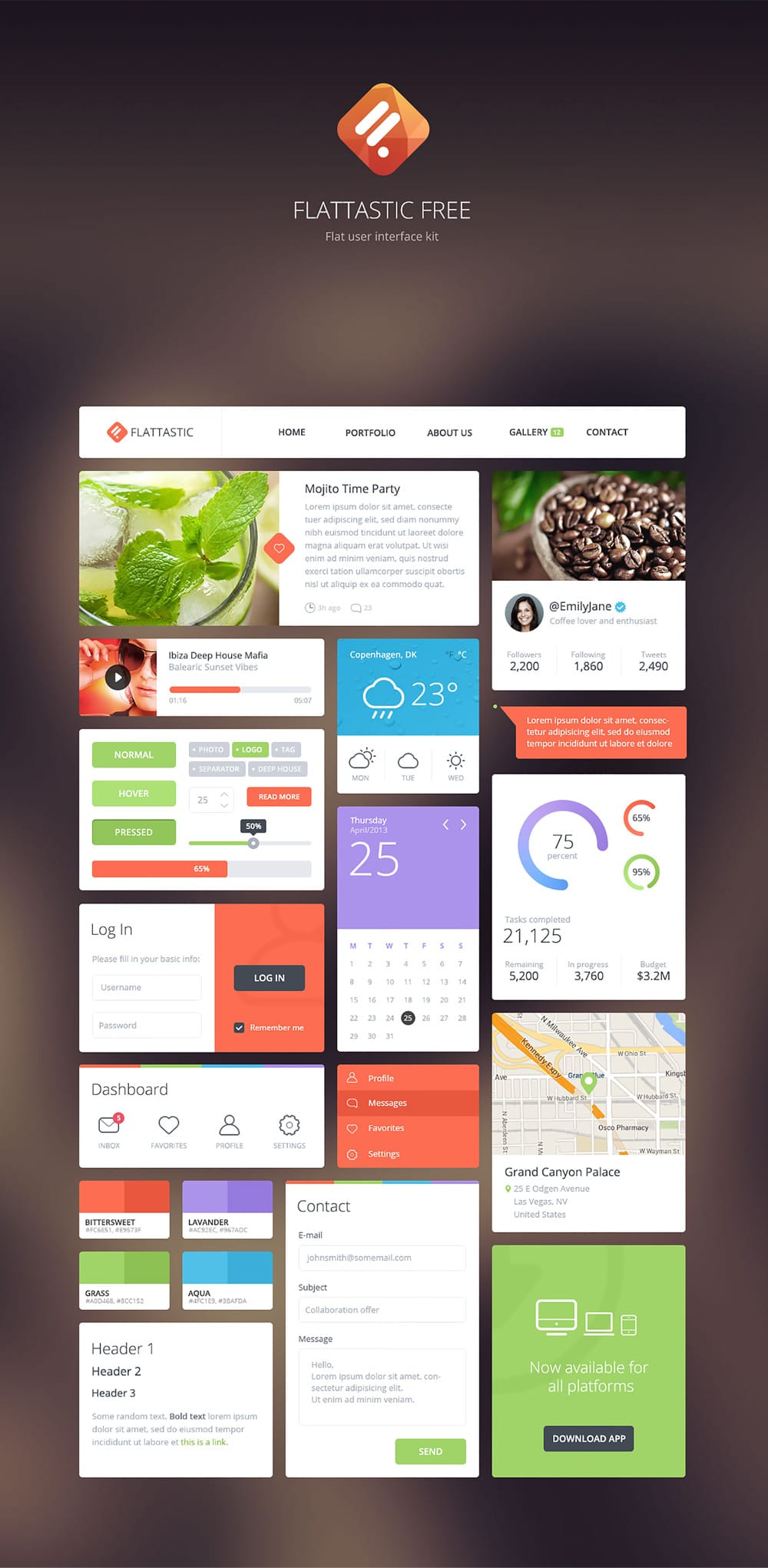 flattastic ui kit psd