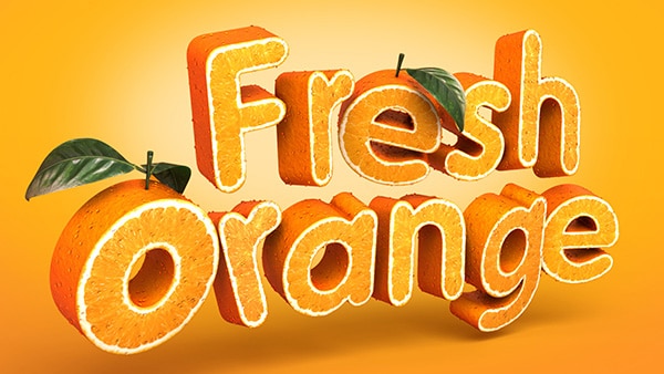 3D Fruit-Textured Text Effect