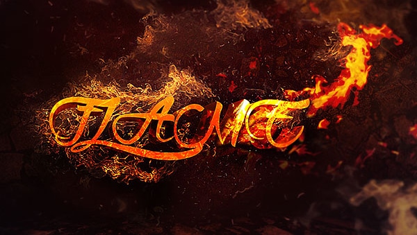 3D Text Surrounded by Flame 