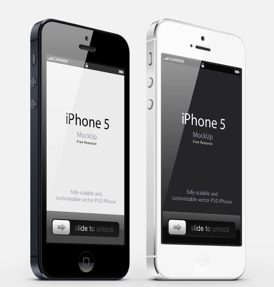 3/4 View iPhone 5 Psd Vector Mockup
