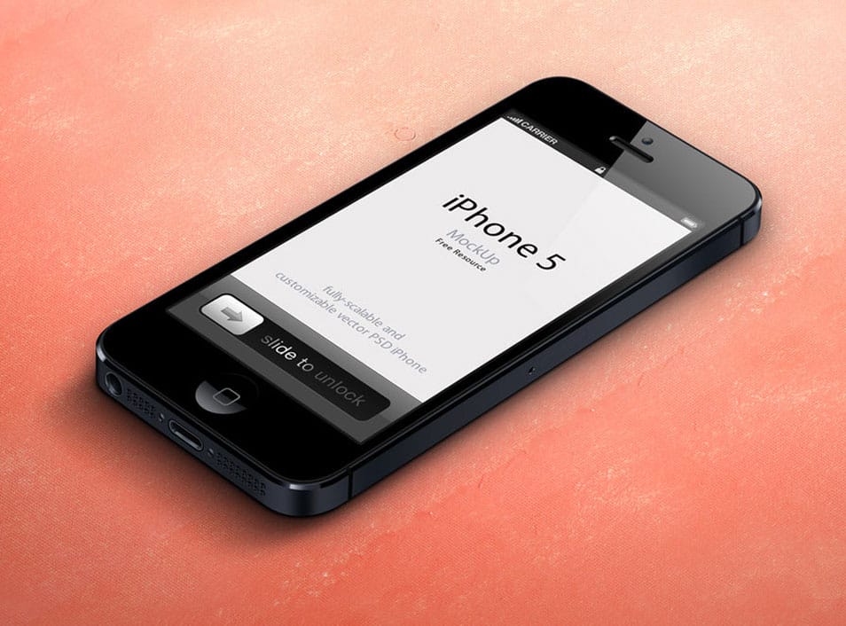 3D View iPhone 5 Psd Vector Mockup