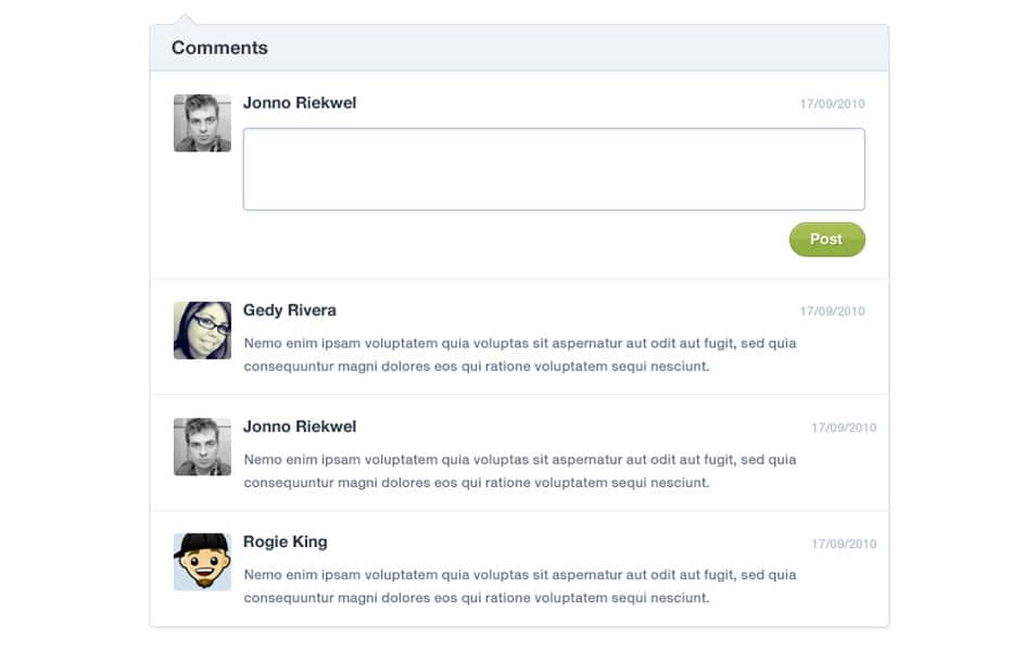 Comment Form User Interface Comment Form User Interface