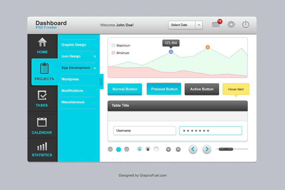Dashboard UI Elements PSD Dashboard UI Elements PSD
