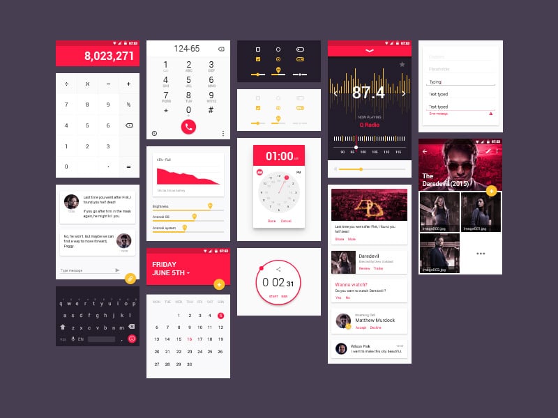Free Material Design UI Kit PSD