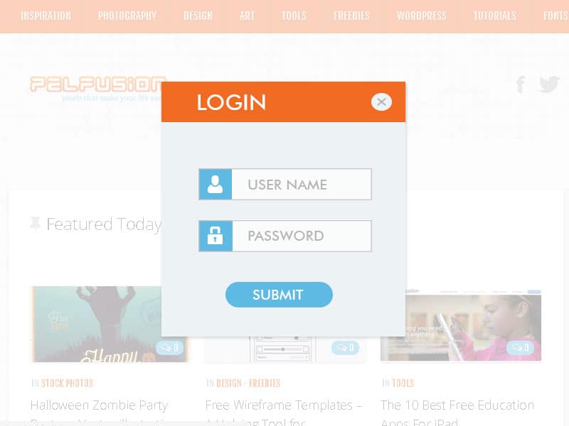 Free Popup Login Form UI PSD