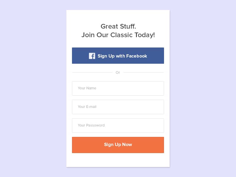 Free Signup Form PSD