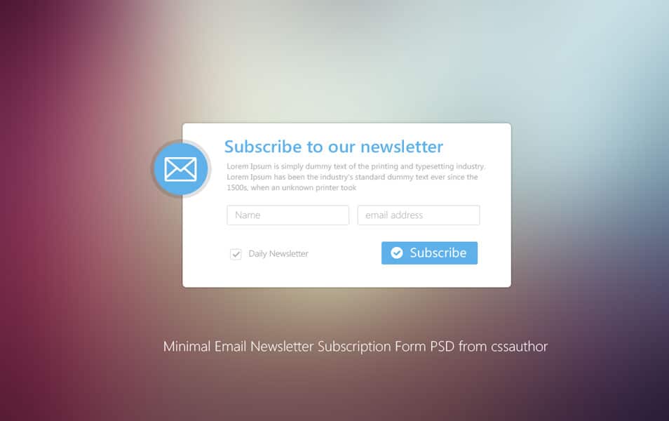Minimal Email Newsletter Subscription Form PSD Minimal Email Newsletter Subscription Form PSD