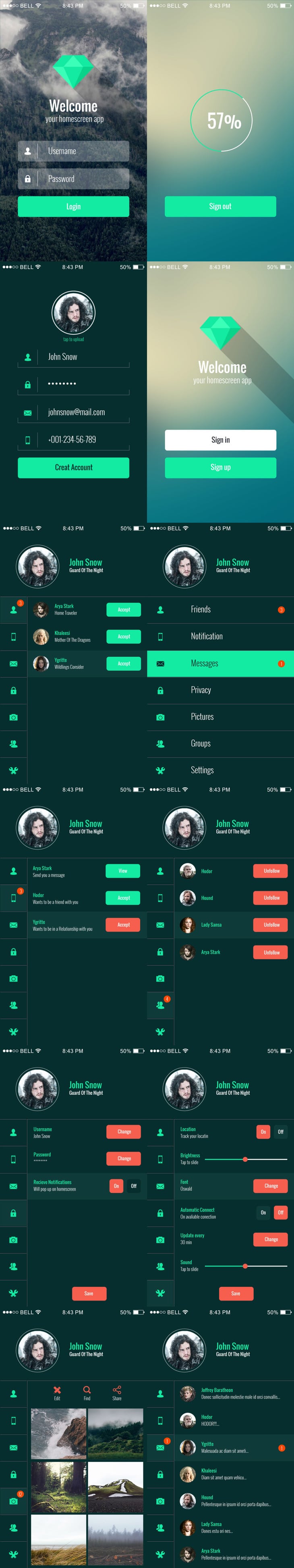 Mobile App UI Kit PSD