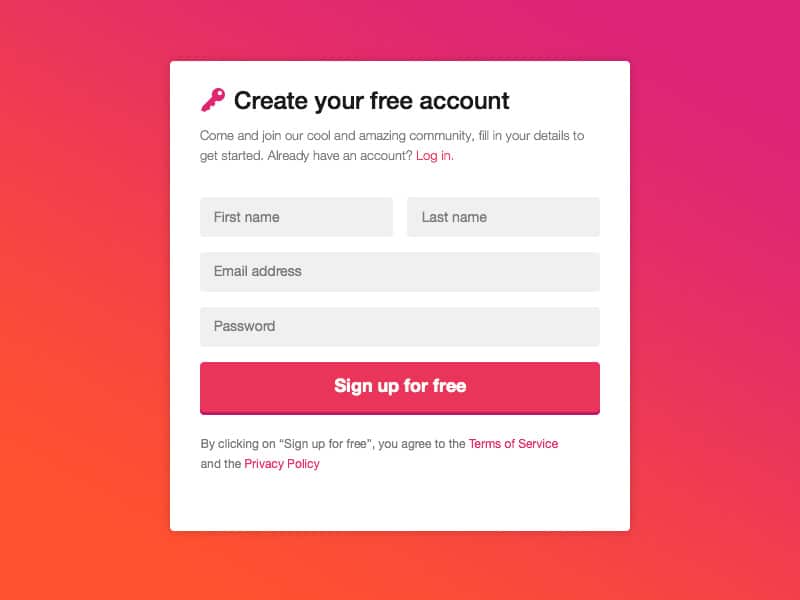 Sign Up PSD