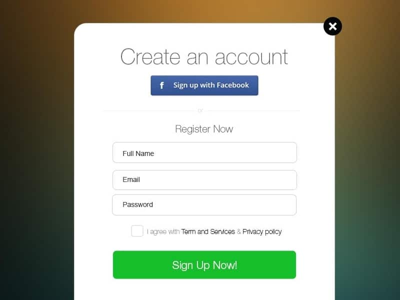 Signup Form Free Psd