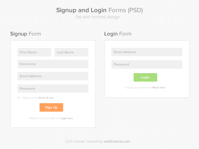 Signup and Login Page PSD