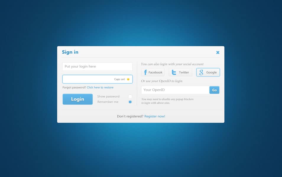 Useful Login Form UI PSD Useful Login Form UI PSD