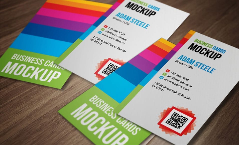 Verticle Business Cards Mockup