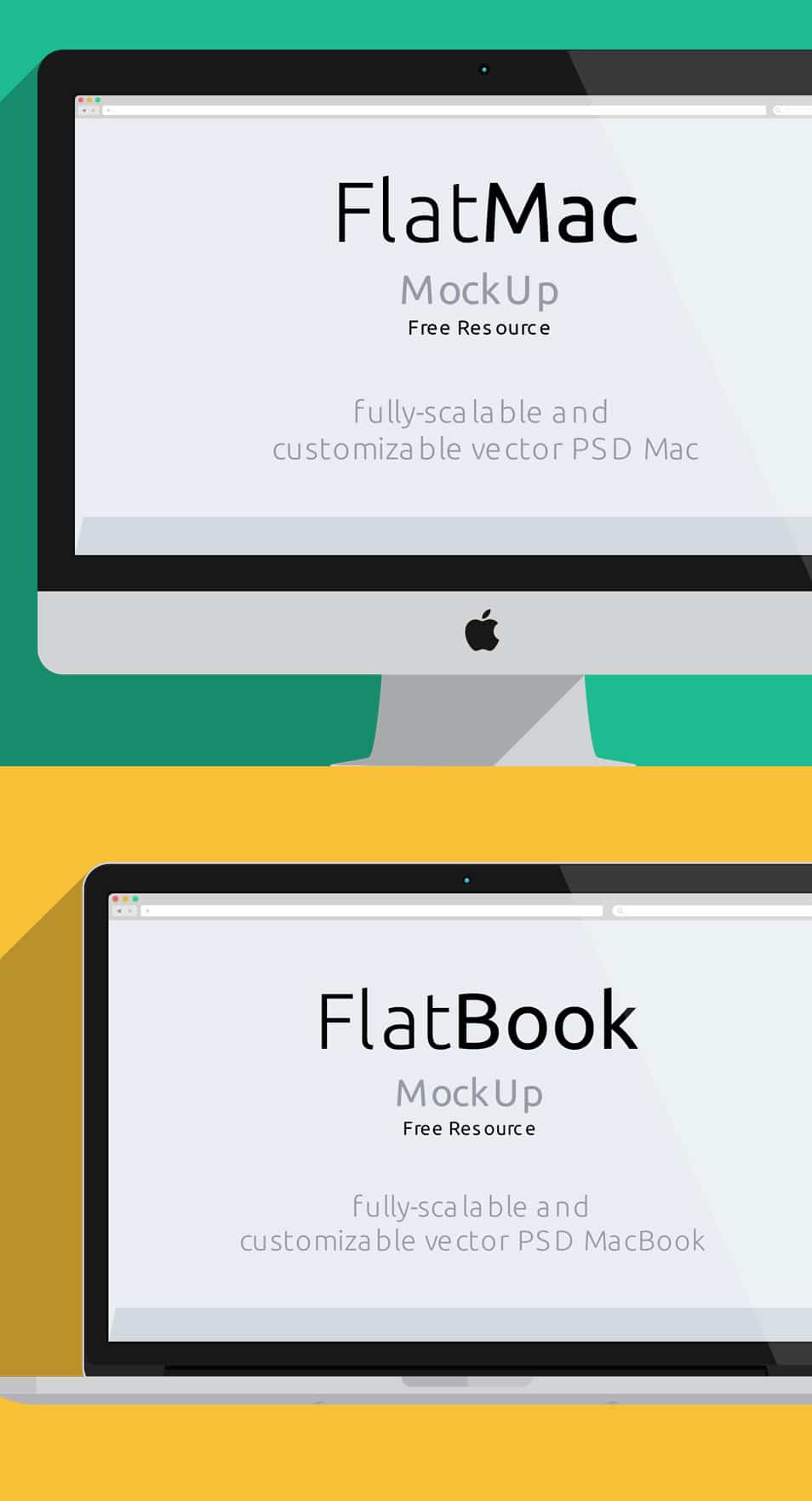 iMac & Macbook Psd Flat Mockup 