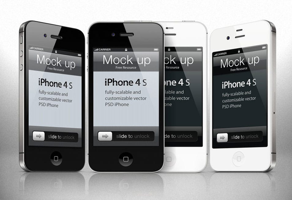 iPhone 4s Psd Vector Mockup Template