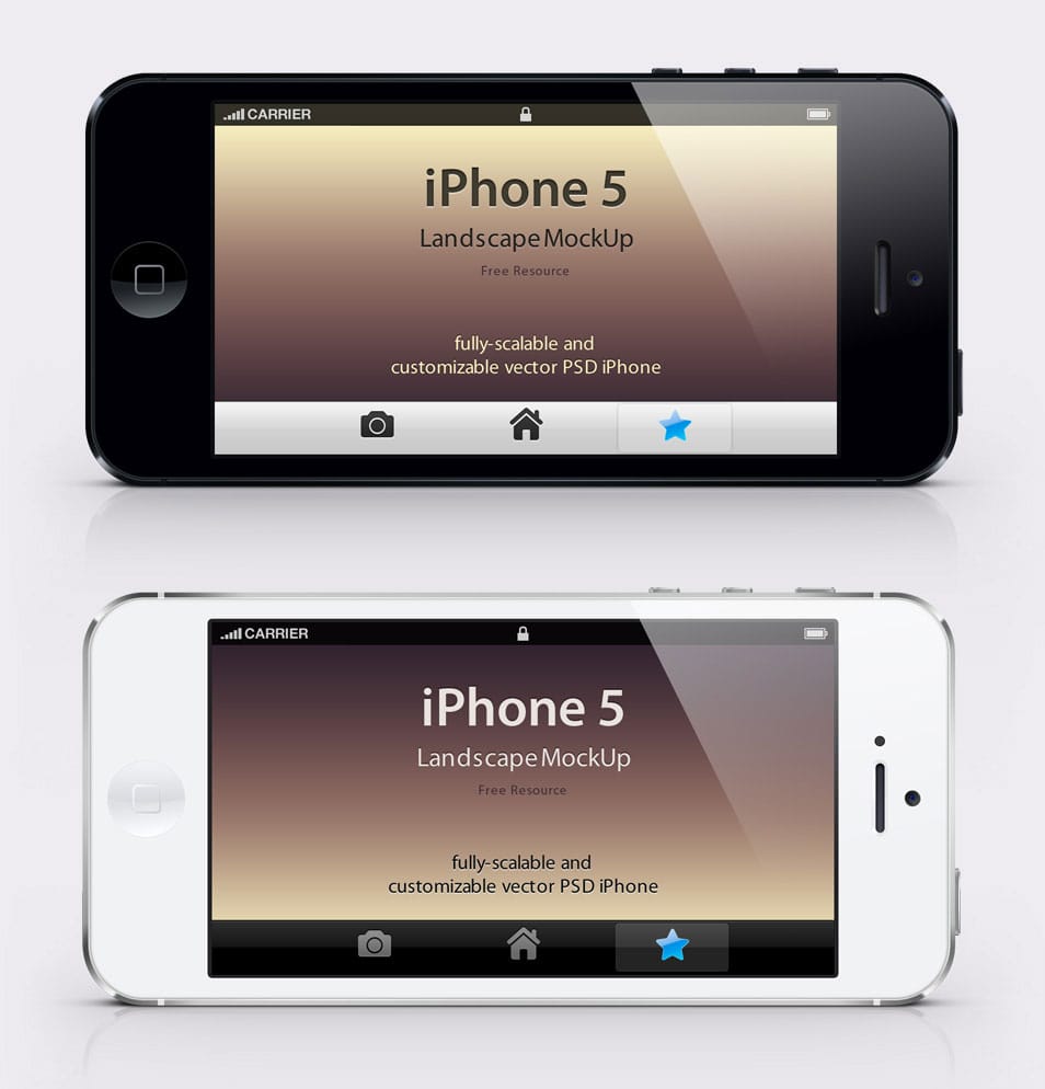 iPhone 5 Psd Landscape Mockup