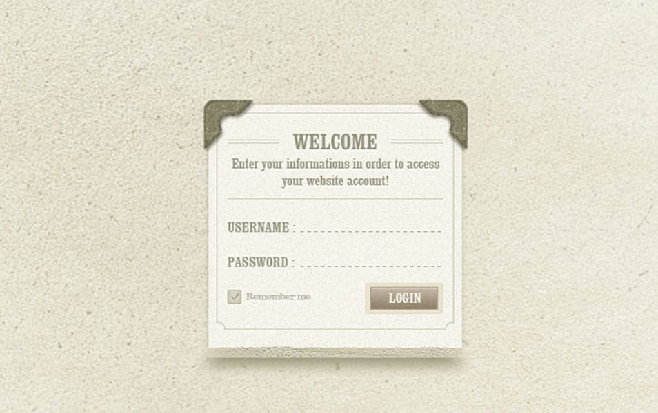 vintage classic login page design psd vintage classic login page design psd