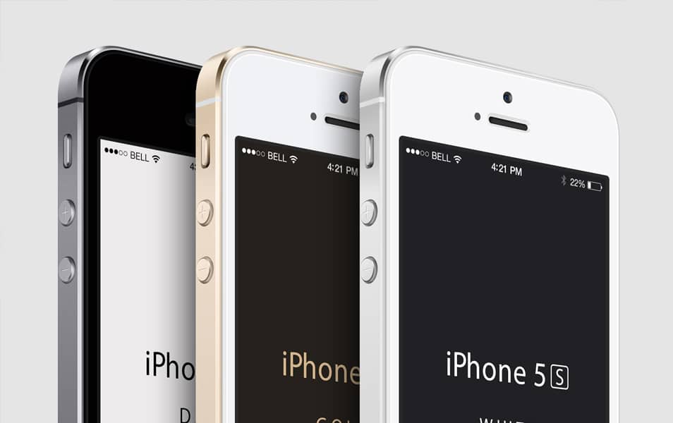 3-4 iPhone 5S Psd Vector Mockup 