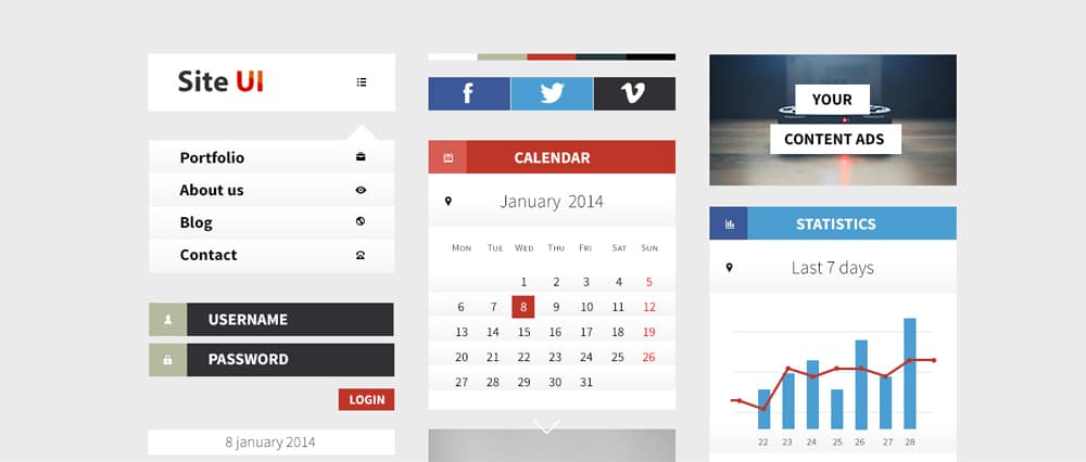 Clean Mobile UI Kit PSD