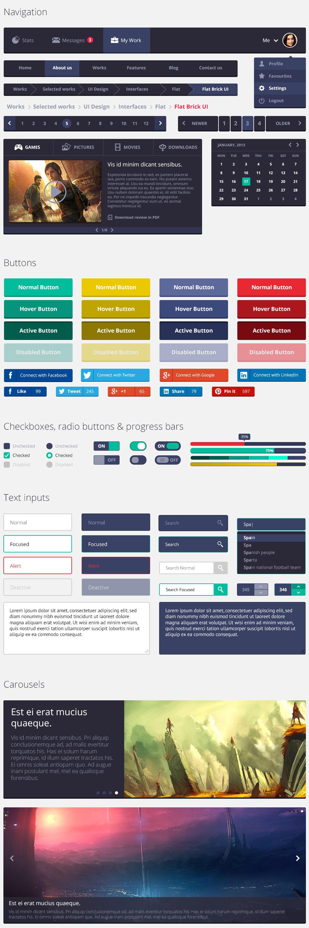 Flat Rounded UI Kit