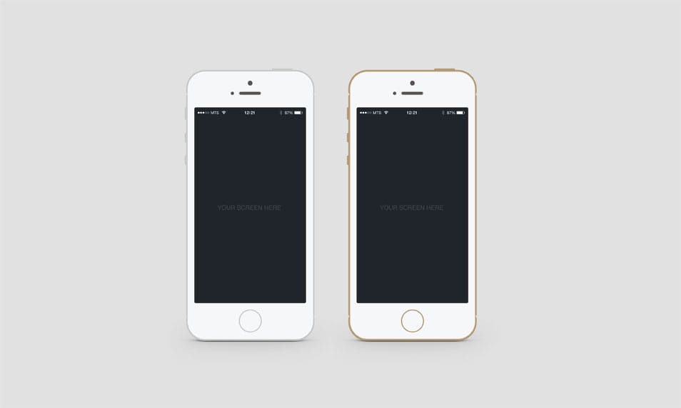 Flat iPhone 5S PSD Mockup