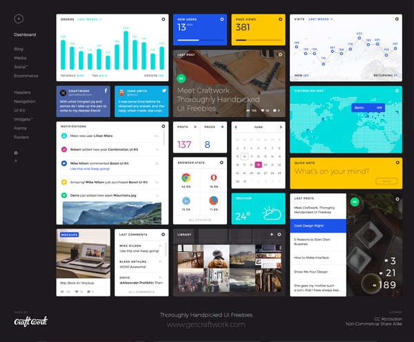 Free Dashboard UI Elements PSD