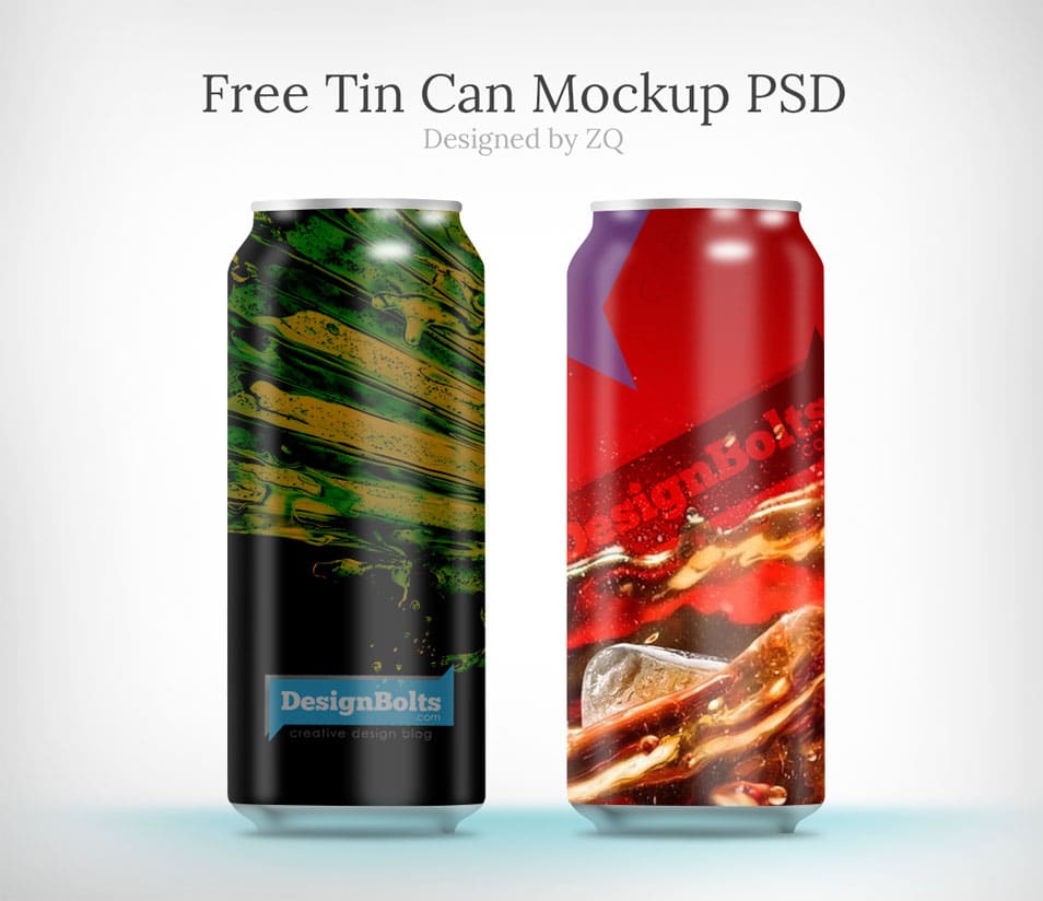 Free Juice & Cold Drink Tin Can Mock up PSDs