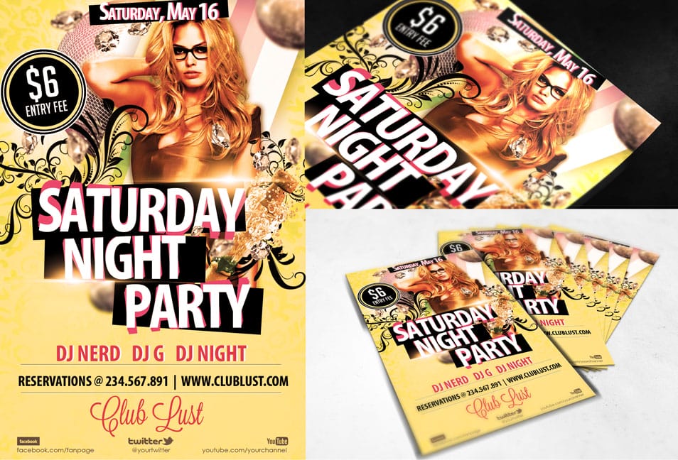 Free PSD Flyer Saturday Night Party Free PSD Flyer Saturday Night Party