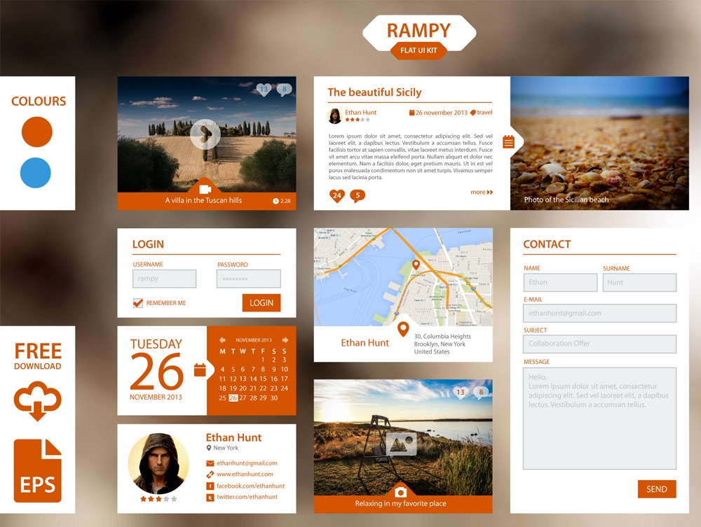 Rampy Flat UI Kit PSD