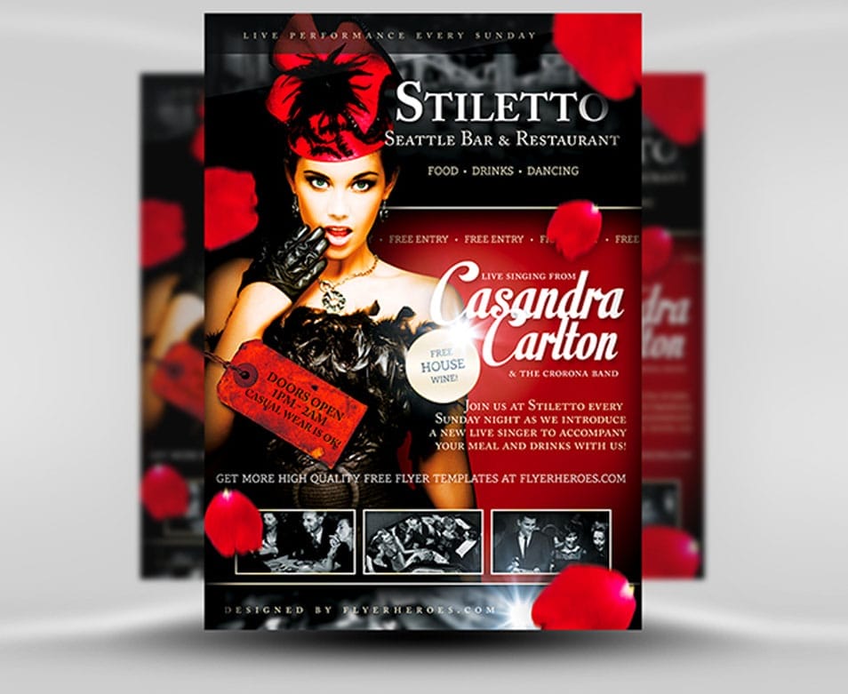 Stiletto Free Restaurant or Singer Flyer Template Stiletto Free Restaurant or Singer Flyer Template